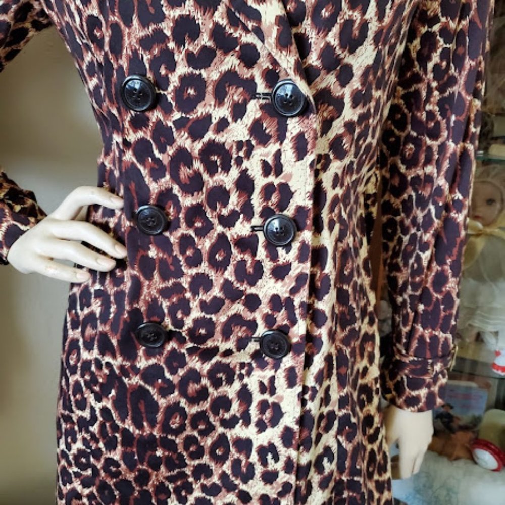 VERTIGO PARIS Cheetah Leopard Trench Jacket - Picture 4 of 11